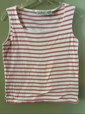 White Stag Coral and White Striped Sleeveless Tank